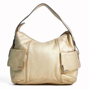 MICHAEL KORS 2009 BEVERLY PALE GOLD METALLIC LEATHER, HARDWARE SATCHEL BAG